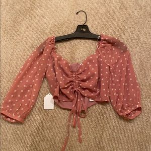 Polka dot pink crop top